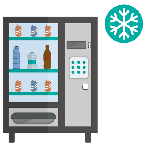 Grafische Abbildung eines Getränkeautomaten der mit Erfrischungsgetränken befüll ist