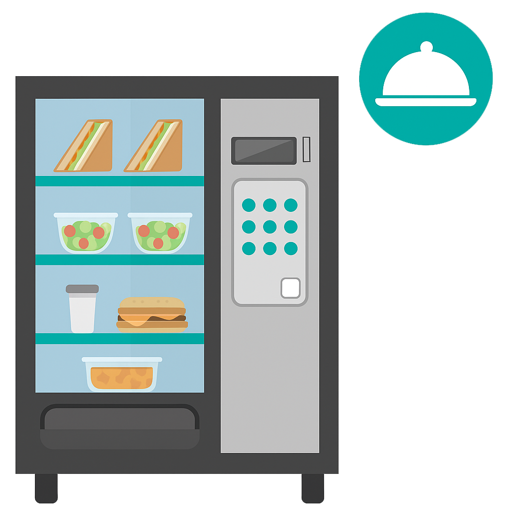 Grafische Abbildung eines Snackautomaten der mit Frischwaren befüll ist
